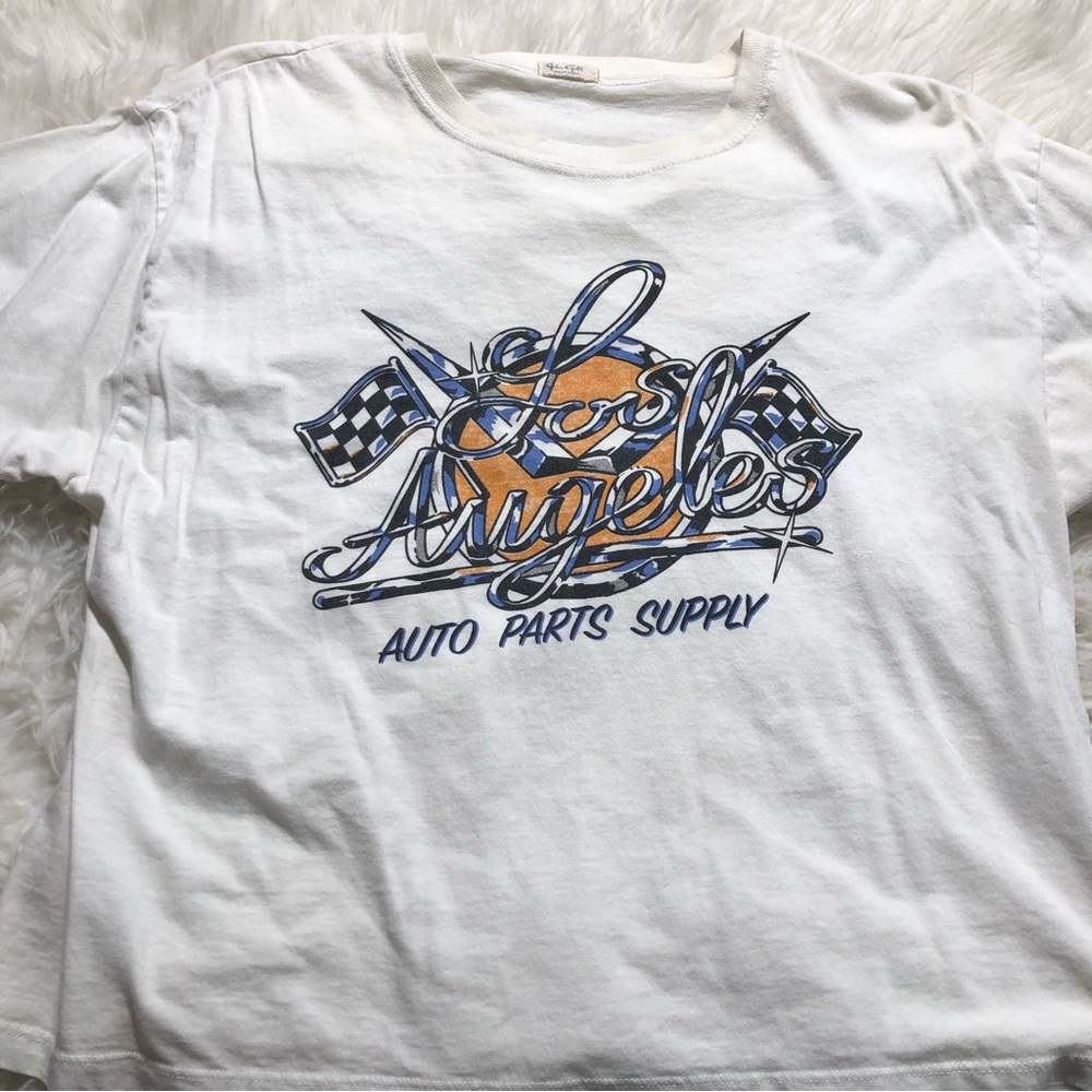 Rare brandy Melville graphic tee Los Angeles white crop tops spring summer cute